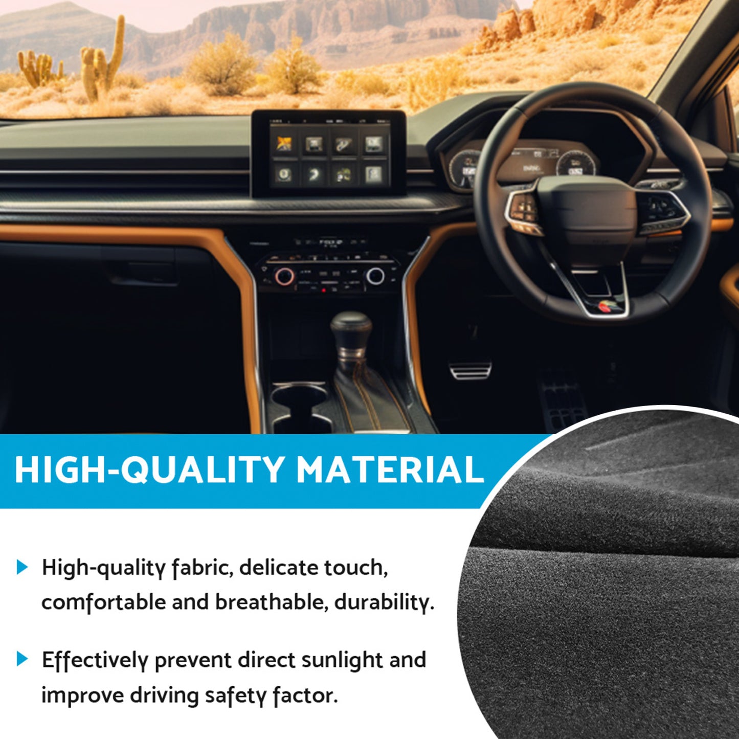 Non-Slip Dash Mat Suitable For Ford Endura ST-Line / Trend / Titanium 2018-2019 Black