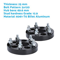 25mm Bolt-On Wheel Spacers Suitable For Holden Commodore VB-VZ 5x120 69.6