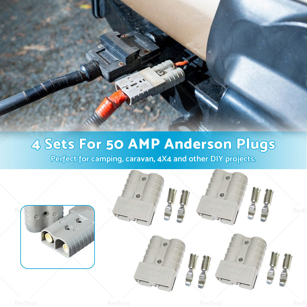 {{ 4 Sets For 50 AMP Anderson Plugs Terminals 4WD Caravan Camping Solar Car }} - Buy Car Parts Online at {{ Kaka Auto Parts }}.