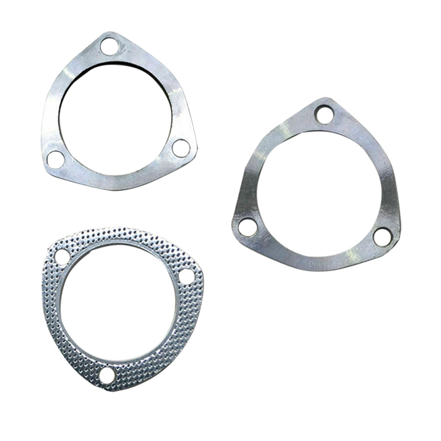{{ Universal Exhaust Flange Plate Set 304 Stainless Steel 2.5" 63mm 3 Bolt Gasket }} - Buy Car Parts Online at {{ Kaka Auto Parts }}.