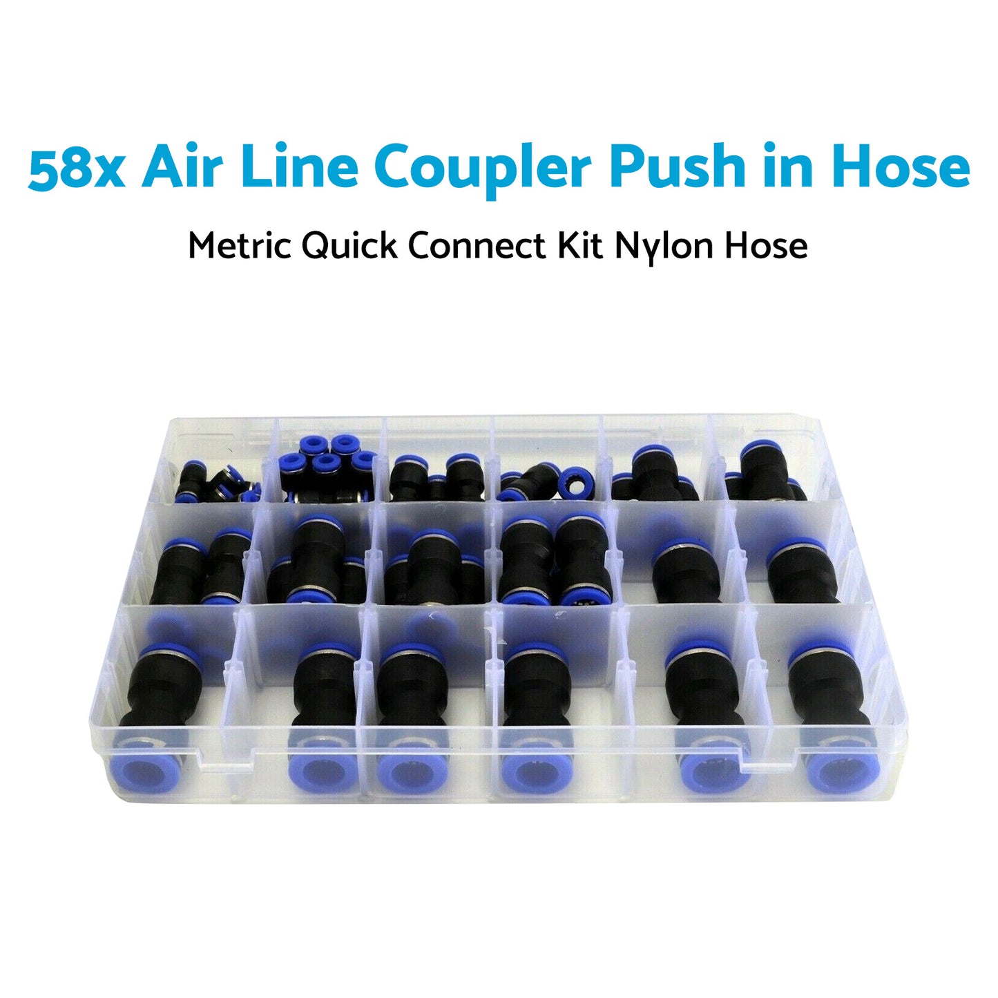 {{ 58pcs Air Line Coupler Push in Hose Joiner Metric Quick Connect Kit Nylon Hose }} - Buy Car Parts Online at {{ Kaka Auto Parts }}.