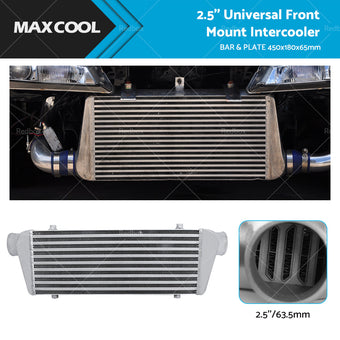 compare product 2. 5 inch  Universal Full Aluminum Front Mount Intercooler 450x180x65mm Core Bar and Plate