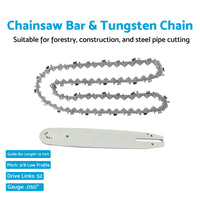 14''3/8LP .050 52DL Bar & Tungsten Chain Combo Suitable For Husqvarna Y40530