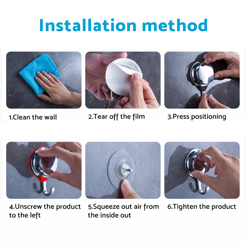 2PCS Strong Vacuum Suction Cup Hook Bathroom Kitchen Towel Shower Hooks Holder