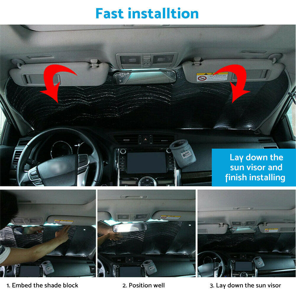 Car Windscreen Sun Shade Cover Black Eyes Anti-UV Aluminium Foil Heat Blocking