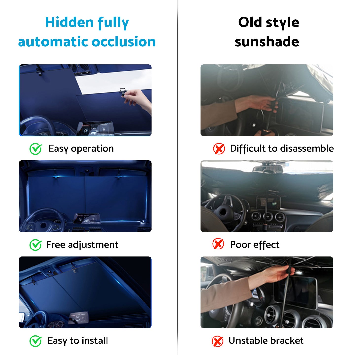 {{ Auto Retractable Sunshade Suitable For Car Windshield w/Automatic Function 2025 }} - Buy Car Parts Online at {{ Kaka Auto Parts }}.