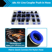 {{ 58pcs Air Line Coupler Push in Hose Joiner Metric Quick Connect Kit Nylon Hose }} - Buy Car Parts Online at {{ Kaka Auto Parts }}.
