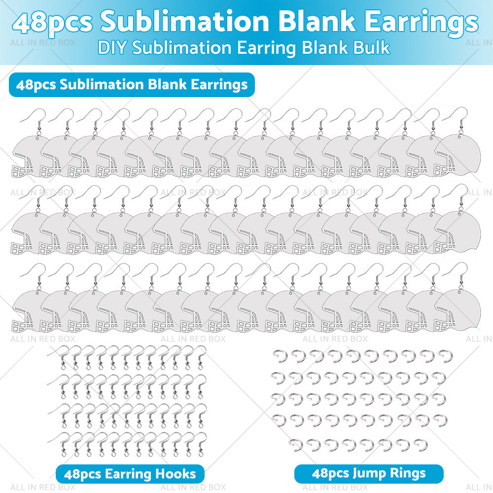 {{ 48PCS Sublimation Helmet Earring Blank MDF Double-Sided w  Hook and Jump Ring }} - Buy Car Parts Online at {{ Kaka Auto Parts }}.