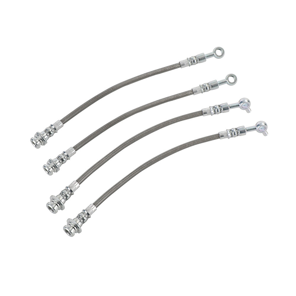 Front & Rear Braided Brake Line Hose Set Suitable For Nissan Patrol GQ Y60 1988–1997 / Ford Maverick DA 1988–1994