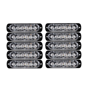 compare product 10x Amber Strobe Light 6 LED Grill Mount Flashing Beacon Suitable For Recovery Breakdown Use