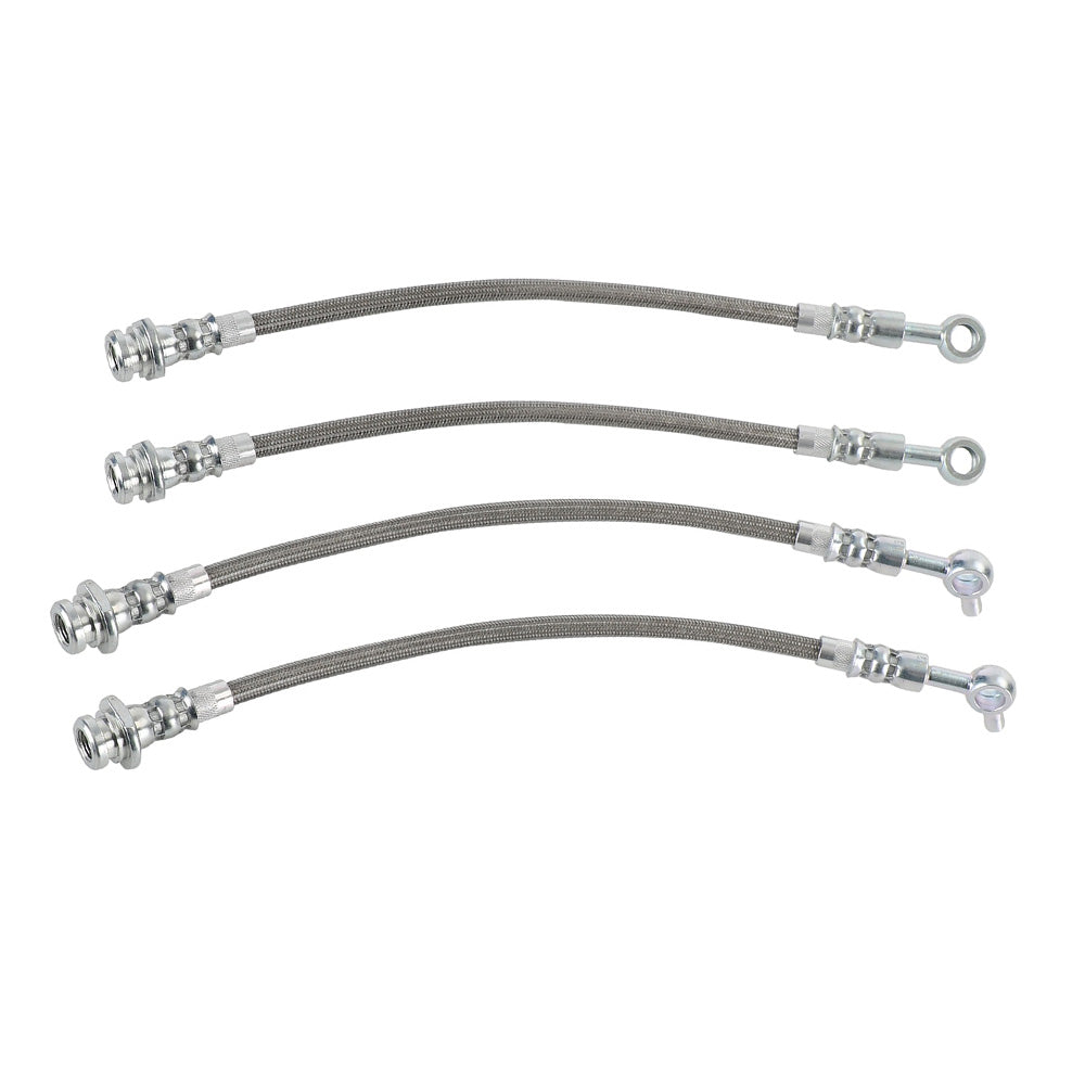 Front & Rear Braided Brake Line Hose Set Suitable For Nissan Patrol GQ Y60 1988–1997 / Ford Maverick DA 1988–1994