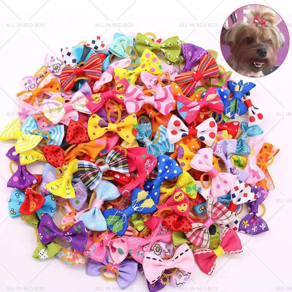 {{ Up To 100PCS Pet Small Dog Hair Bows Rubber Bands Puppy Cat Grooming Accessory }} - Buy Car Parts Online at {{ Kaka Auto Parts }}.