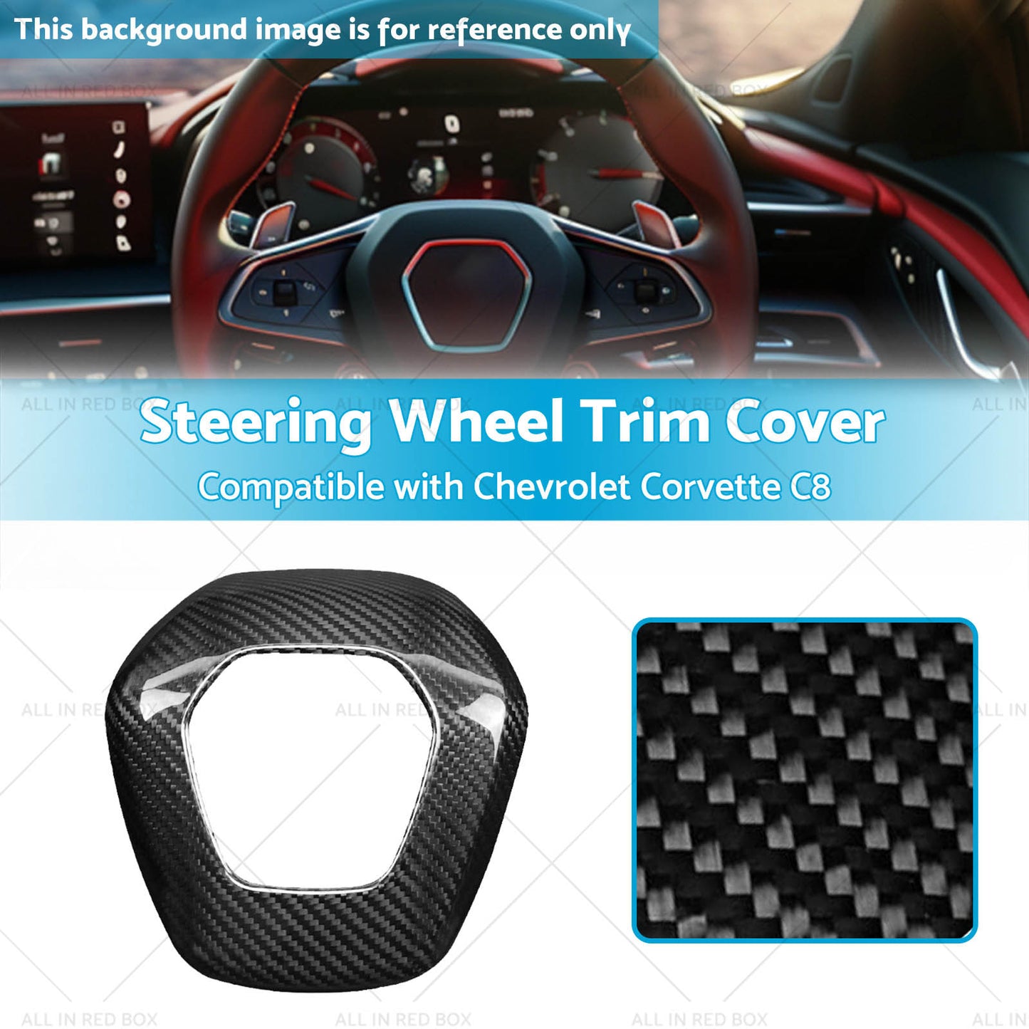 {{ Overlay Real Carbon Fiber Steering Wheel Center Cover Suitable For Corvette C8 }} - Buy Car Parts Online at {{ Kaka Auto Parts }}.