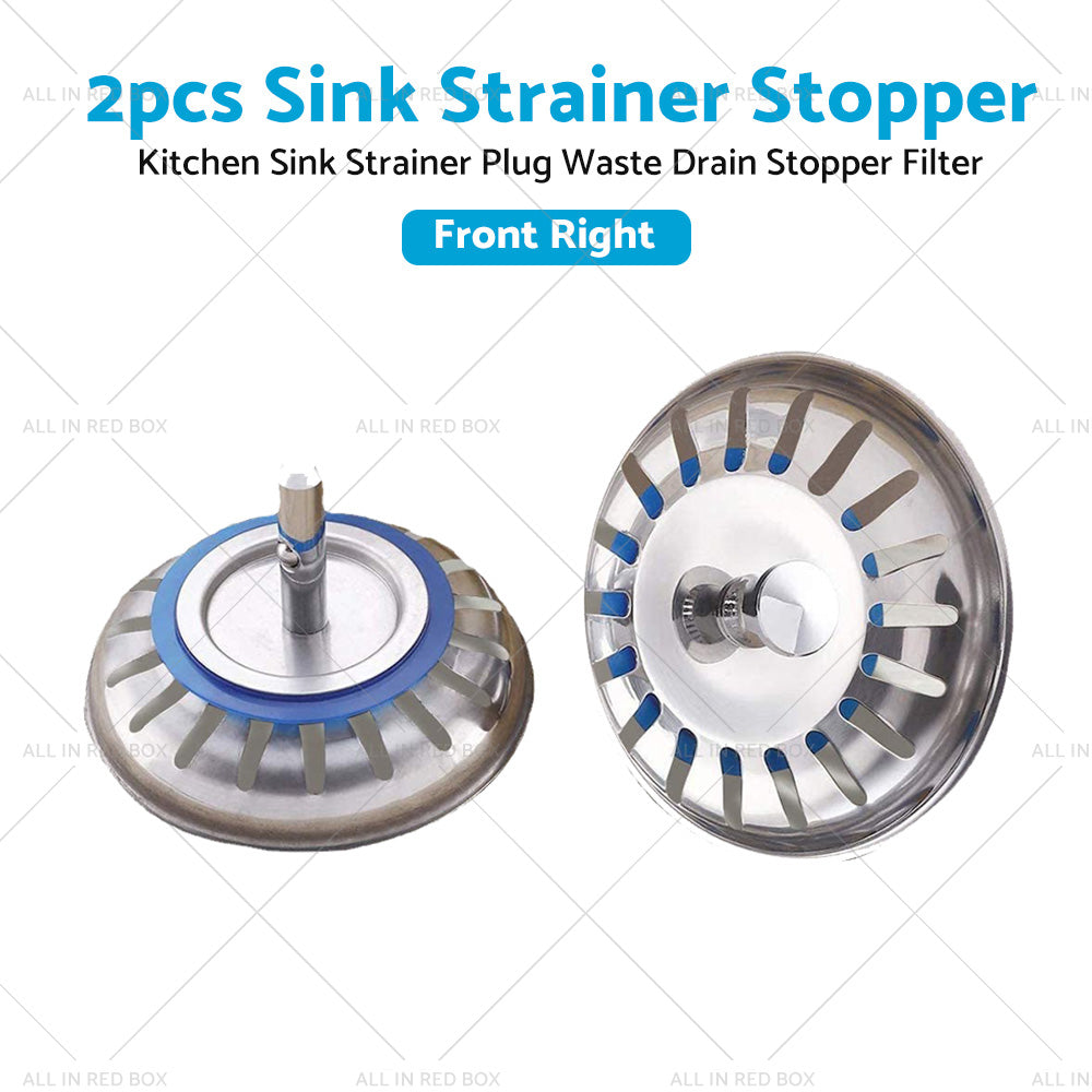 {{ 2PCS Kitchen Sink Strainer Plug Waste Drain Stopper Filter Stainless Steel }} - Buy Car Parts Online at {{ Kaka Auto Parts }}.
