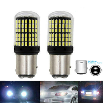 compare product 2X P21 or 5W BAY15D 1157 144SMD White LED Canbus Stop Tail Brake Light Bulbs