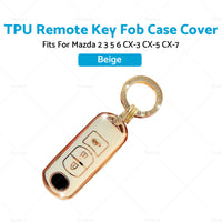 {{ Beige TPU Car Remote Key Fob Case Cover Fits For Mazda 2 3 5 6 CX-3 CX-5 CX-7 }} - Buy Car Parts Online at {{ Kaka Auto Parts }}.