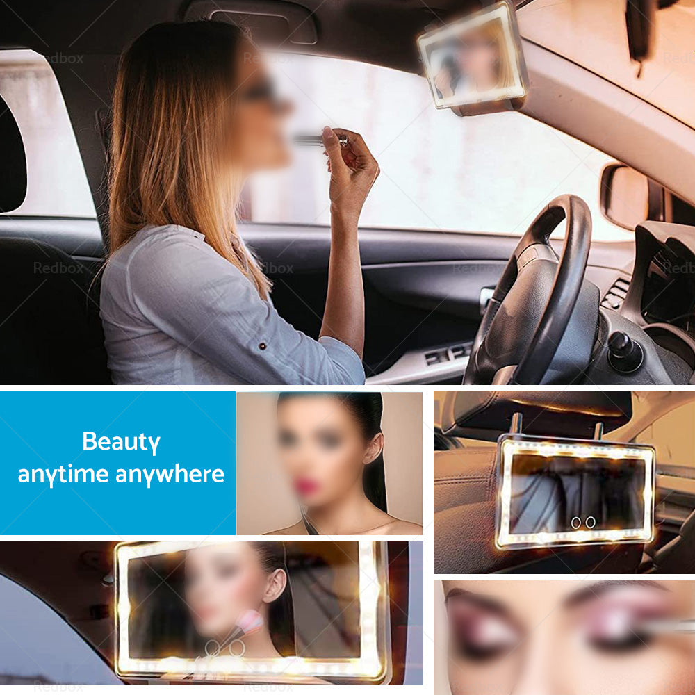 {{ Car Sun Visor Makeup Cosmetic Mirror Set with 3 Type 60 LED Light Black 26x13cm }} - Buy Car Parts Online at {{ Kaka Auto Parts }}.