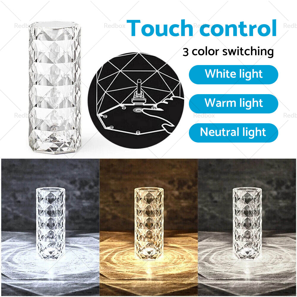 {{ Crystal Table Lamp Rose Diamond Touch Lamp with USB 3 or 16 Color Crystal LED Light }} - Buy Car Parts Online at {{ Kaka Auto Parts }}.