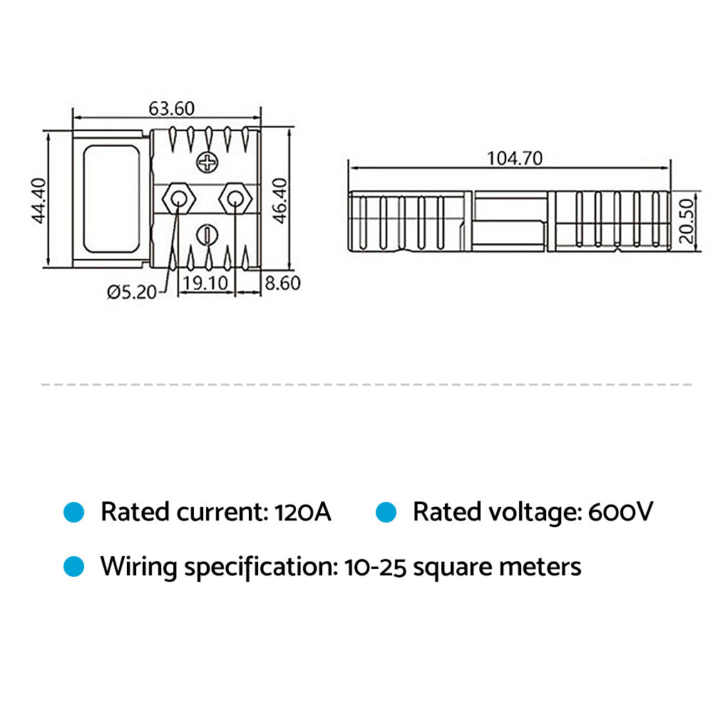 2x Grey Anderson Style Plug 120A Heavy Duty Connector Suitable For Universal Use