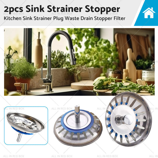 {{ 2PCS Kitchen Sink Strainer Plug Waste Drain Stopper Filter Stainless Steel }} - Buy Car Parts Online at {{ Kaka Auto Parts }}.