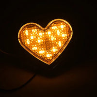 Heart Pair 12V LED Side Marker Indicators Clear Flash Amber