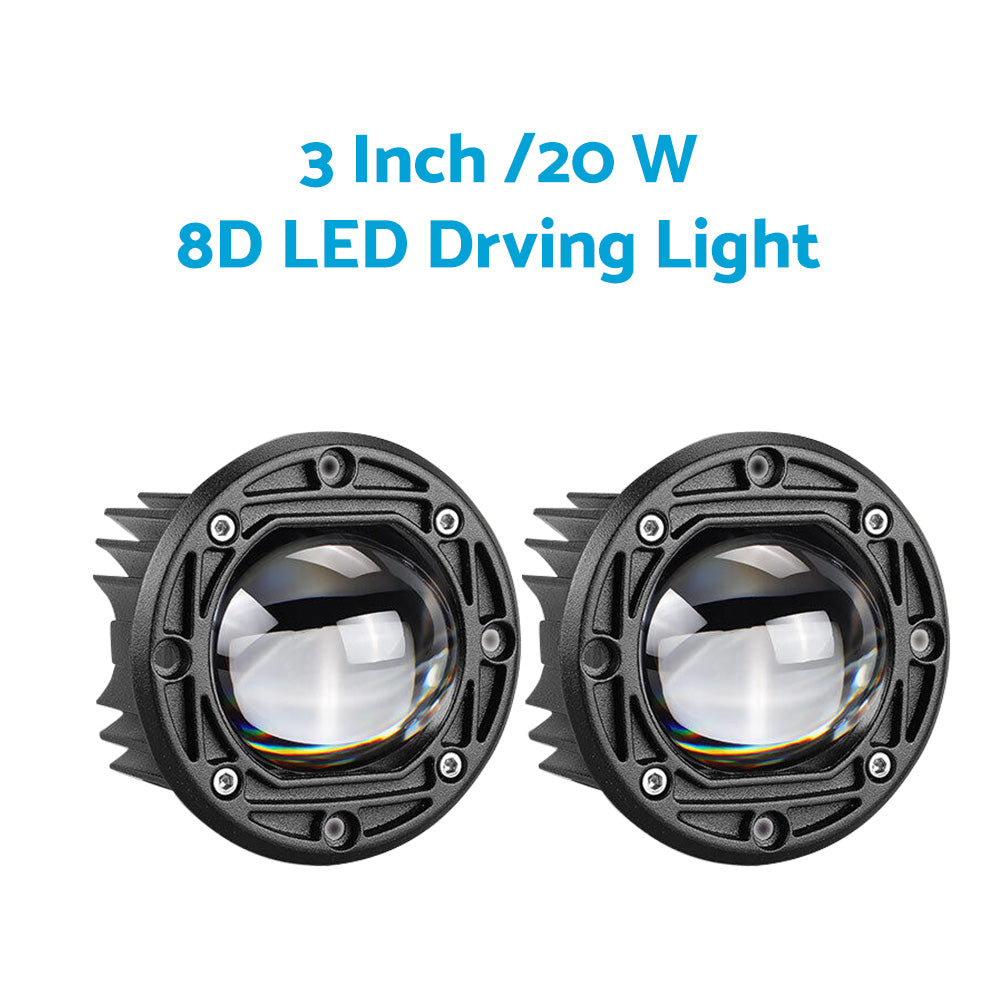 2x 3inch Flush Mount LED Work Light Bar Reverse Fog Lamp 4WD White Yellow 8D Len