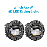 2x 3inch Flush Mount LED Work Light Bar Reverse Fog Lamp 4WD White Yellow 8D Len