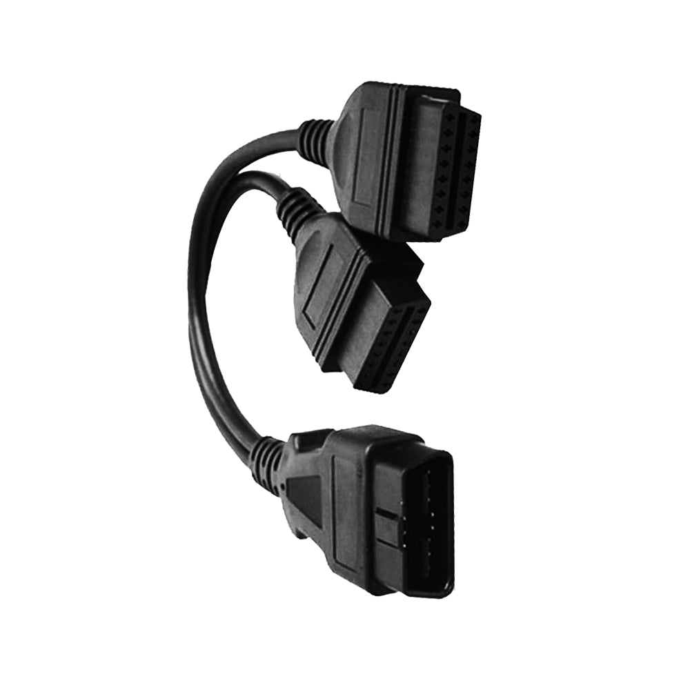 OBD2 16 Pin Splitter Extension Cable Male to Dual Female Y Lead 12 inch / 30 cm