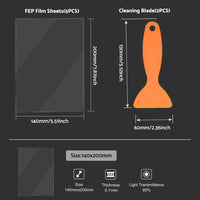 5x FEP Film Sheets With 2x Cleaning Blades Suitable For Anycubic Resin 3D Printer