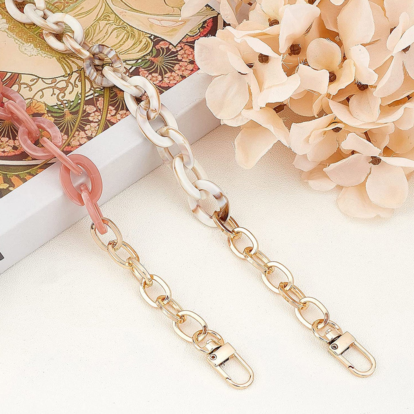 2PCS Resin Purse Chain Handle Acrylic Bag Strap Detachable Purse Clutches Handle