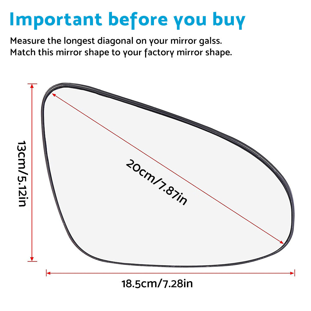 Right Side Mirror Glass with Back Plate Suitable For Toyota Yaris 2012-2019