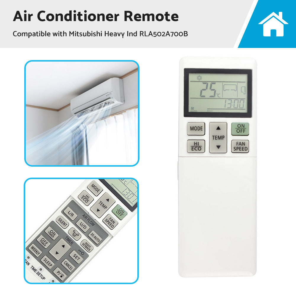 {{ A or C Air Conditioner Remote Control RLA502A700B Suitable for Mitsubishi Heavy Ind }} - Buy Car Parts Online at {{ Kaka Auto Parts }}.