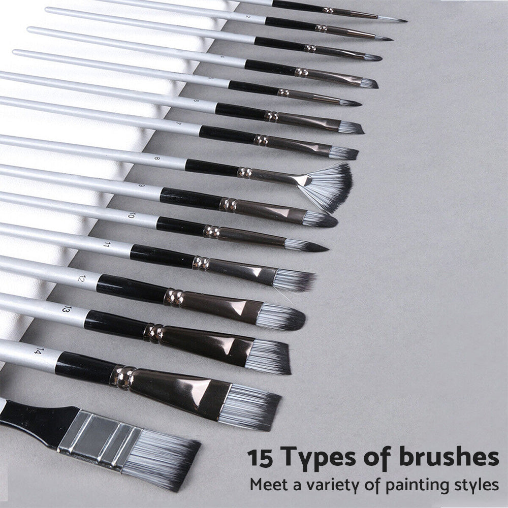 Artist Paint Brush Set 19x Suitable For Watercolour, Acrylic, and Oil Painting with Sponge Brushes