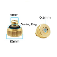 Brass Misting Nozzles Kit 0.016 Inch 10-24 For Cooling System Water Mister Sprinkle
