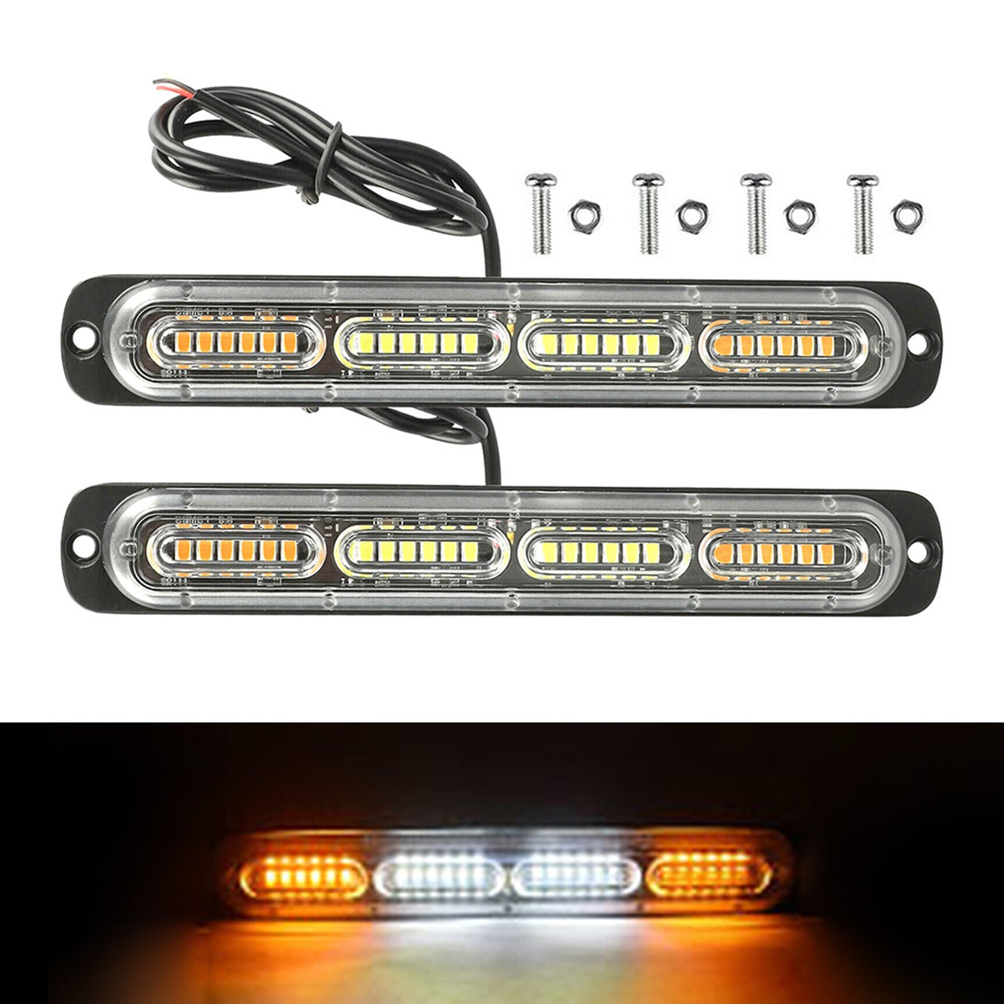 2x 48LED Amber Recovery Strobe Flashing Grille Lightbar Lamp Suitable For Truck