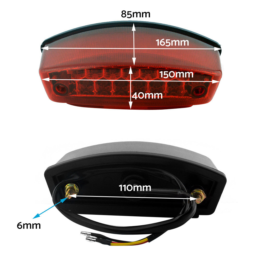 Universal Smoke LED Rear Brake Stop Tail Light With License Plate Light Suitable For Motorcycle