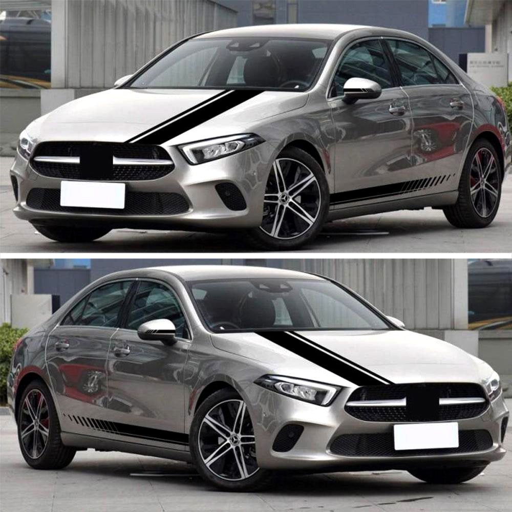 Car Side Body Sticker Vinyl Racing Stripe Decals 5x Long Hood & Roof Universal