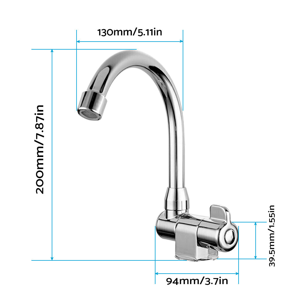 For RV Motorhome Faucet Single Cold Water Tap 360 Degree Rotation 1 or 2in Mounting