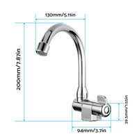 For RV Motorhome Faucet Single Cold Water Tap 360 Degree Rotation 1 or 2in Mounting