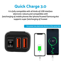 Dual USB Port Motorcycle Fast Charger Socket Suitable For Motorcycles – With LED Voltmeter Display & ON/OFF Switch