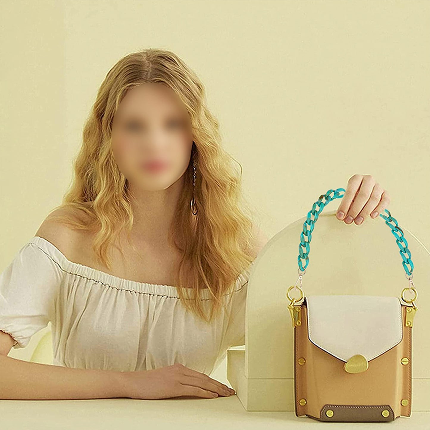 2PCS Resin Purse Chain Handle Acrylic Bag Strap Detachable Purse Clutches Handle