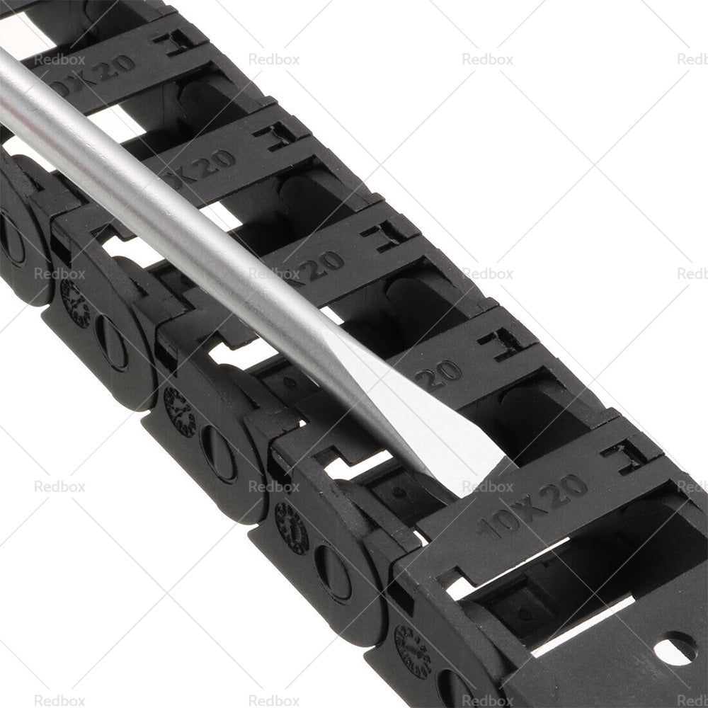 {{ 10mmX20mm 1Meter Drag Chain Cable Carrier Open Type with End Connectors Plastic }} - Buy Car Parts Online at {{ Kaka Auto Parts }}.