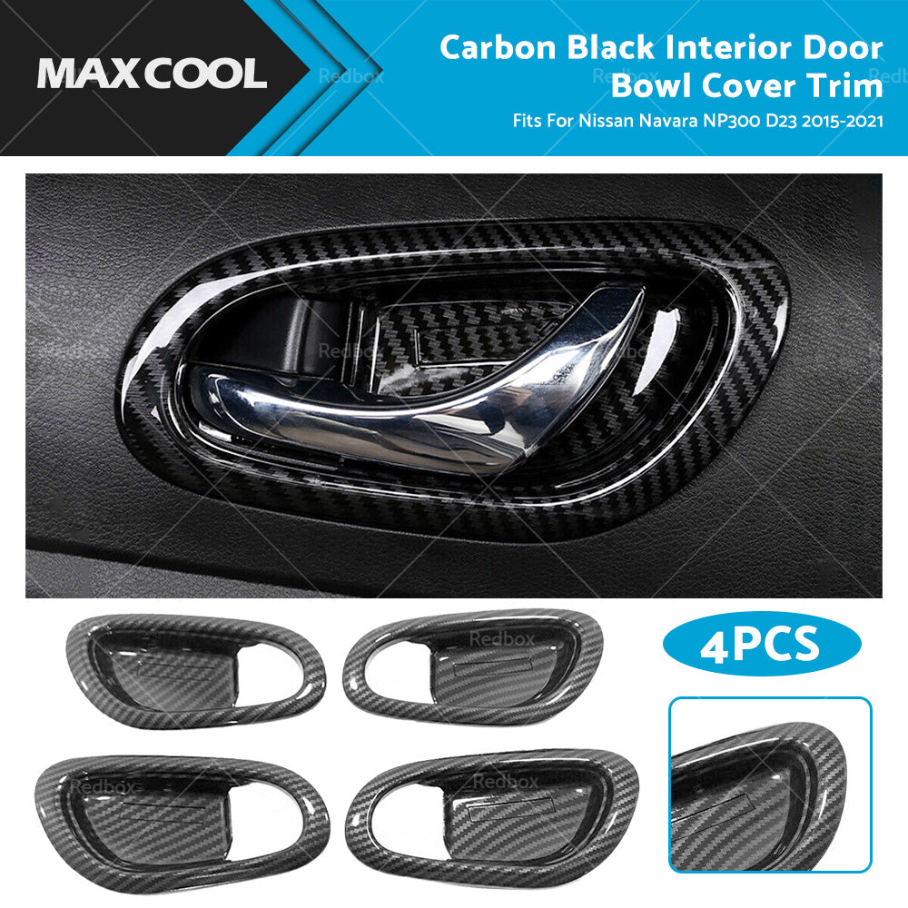 {{ Carbon Black Interior Door Bowl Cover Trim Fit For Nissan Navara NP300 2015-2021 }} - Buy Car Parts Online at {{ Kaka Auto Parts }}.