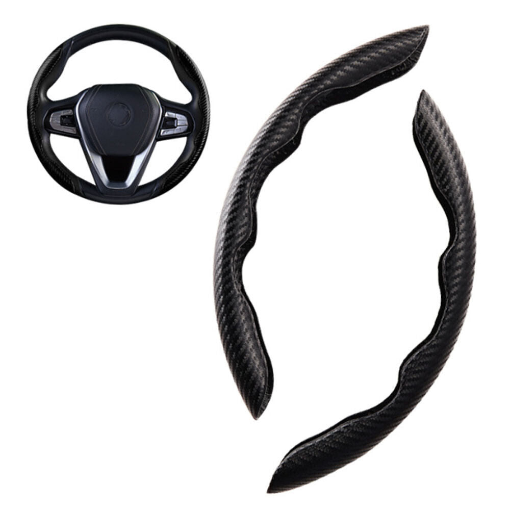 2x Black Carbon Fiber Steering Wheel Booster Non-Slip Cover Trim Accessories