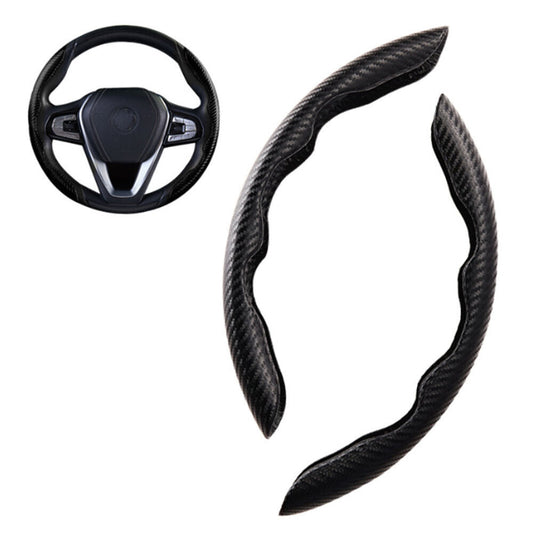 2x Black Carbon Fiber Steering Wheel Booster Non-Slip Cover Trim Accessories