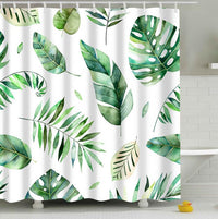 {{ Bathroom Fabric Shower Curtain 12 Hook Set Water Resistant Tropical Plants Panel }} - Buy Car Parts Online at {{ Kaka Auto Parts }}.