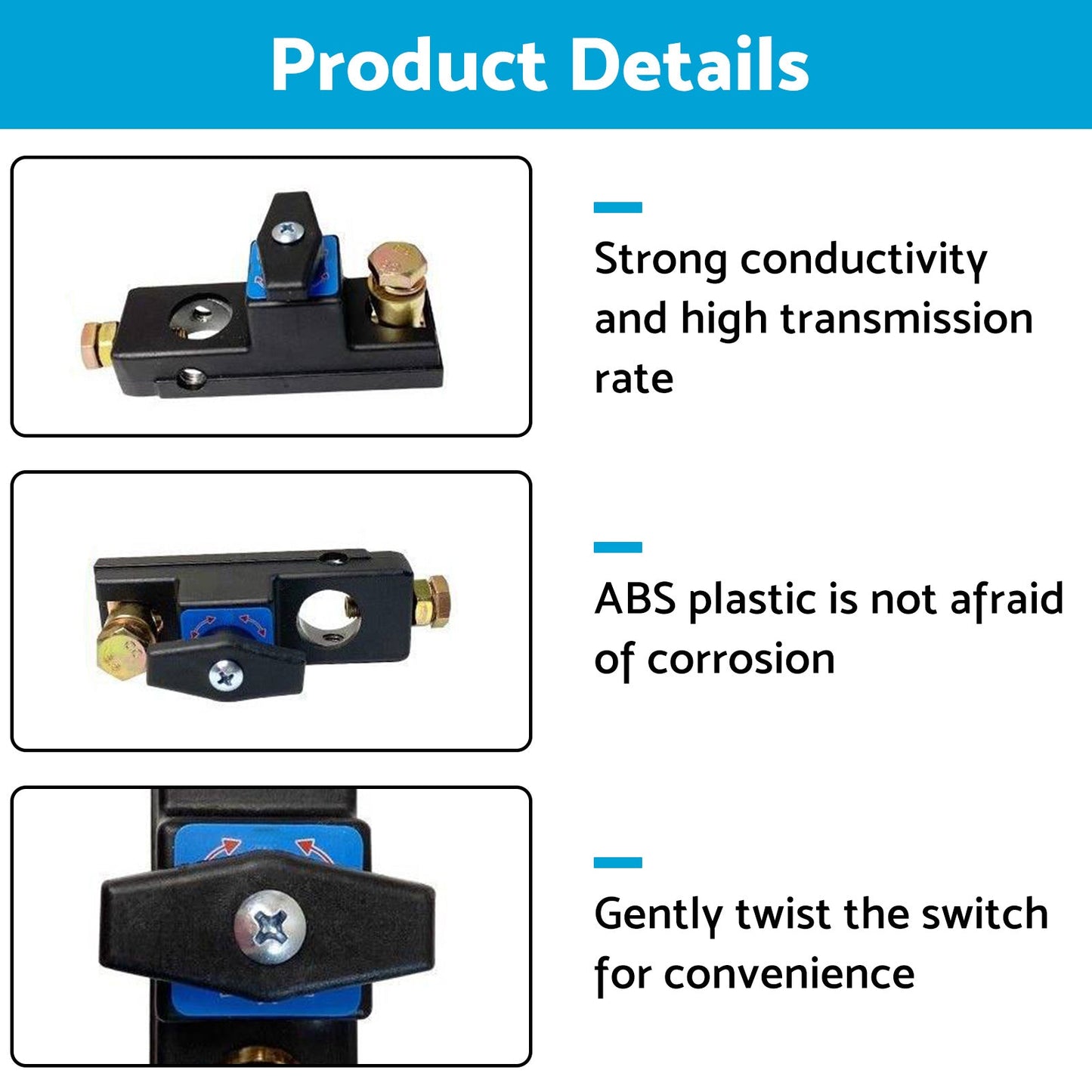 Disconnect Battery Isolator Cut Off Kill Switch Anti-Leakage Suitable For Car Boat RV 12-24V