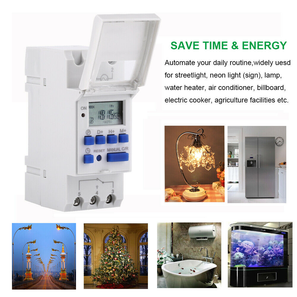 {{ AU Local Digital LCD Power Programmable DIN Rail Timer Time Switch Relay AC 220V }} - Buy Car Parts Online at {{ Kaka Auto Parts }}.