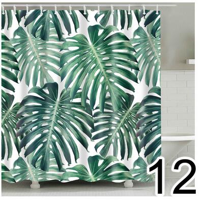 {{ Bathroom Fabric Shower Curtain 12 Hook Set Water Resistant Tropical Plants Panel }} - Buy Car Parts Online at {{ Kaka Auto Parts }}.