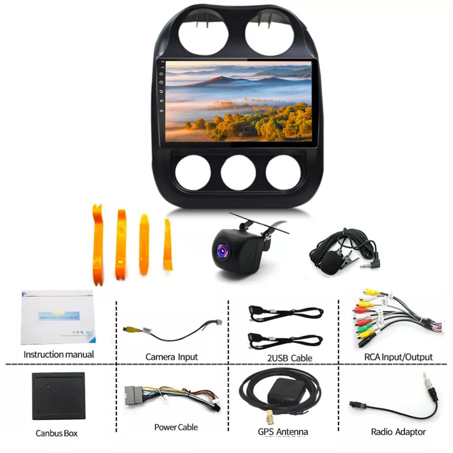 Carplay 10in Car Stereo Radio Suitable For Jeep Compass 09-16 Apple Carplay Android 13